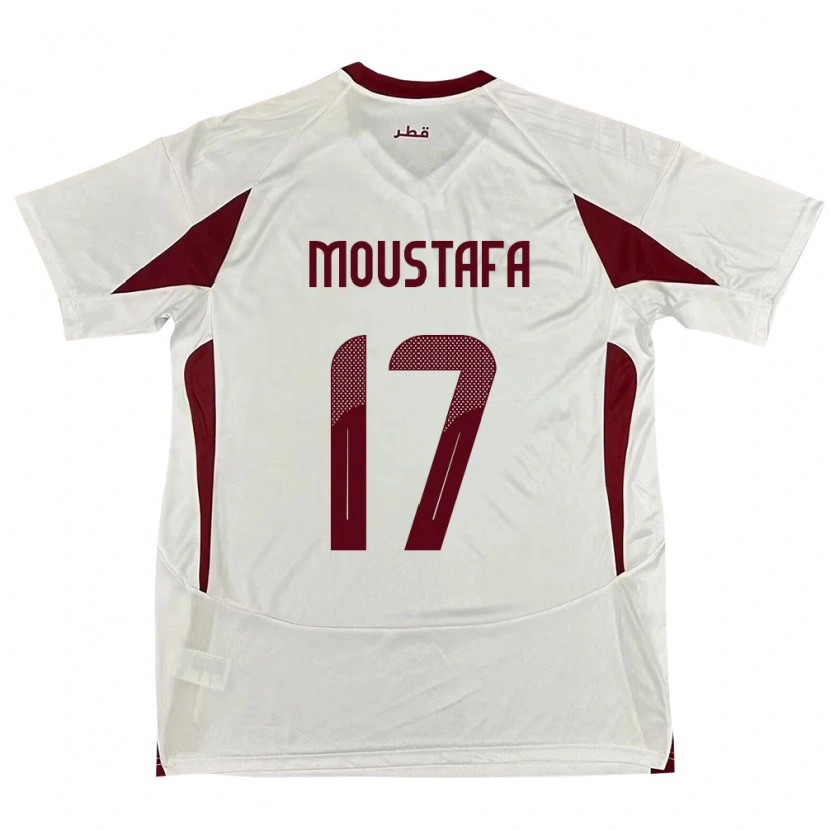 Danxen Mujer Camiseta Catar Abdelrahman Moustafa #17 Blanco 2ª Equipación 24-26 La Camisa