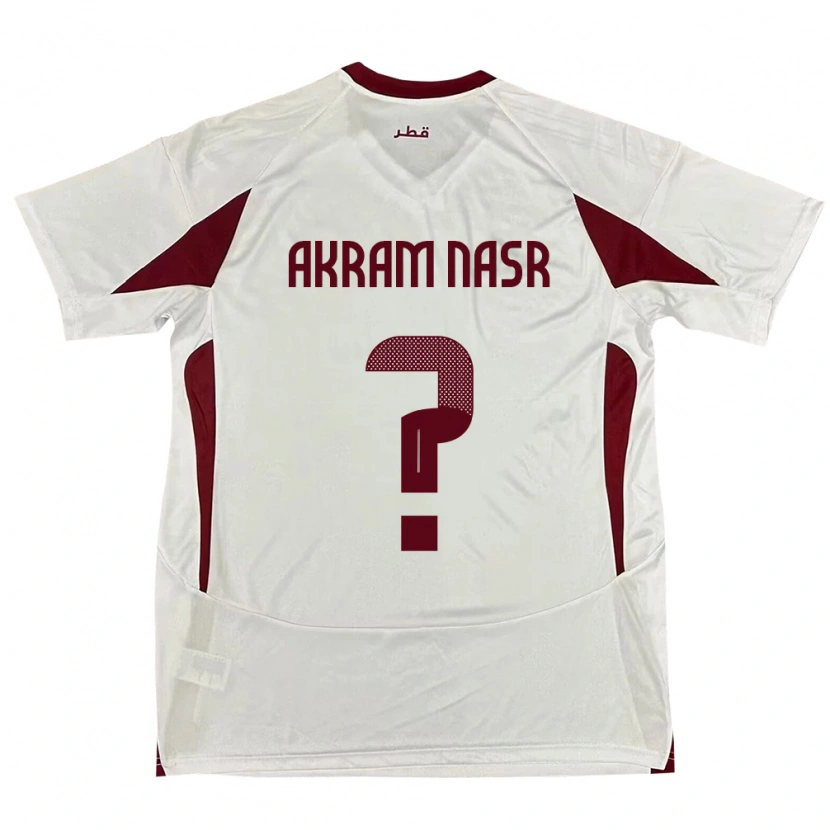 Danxen Mujer Camiseta Catar Mohammed Akram Nasr #0 Blanco 2ª Equipación 24-26 La Camisa