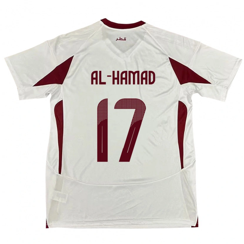 Danxen Mujer Camiseta Catar Jassem Al-Hamad #17 Blanco 2ª Equipación 24-26 La Camisa