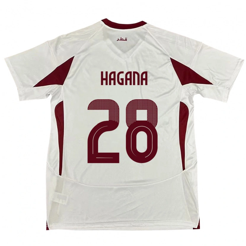 Danxen Mujer Camiseta Catar Ahmed Hagana #28 Blanco 2ª Equipación 24-26 La Camisa