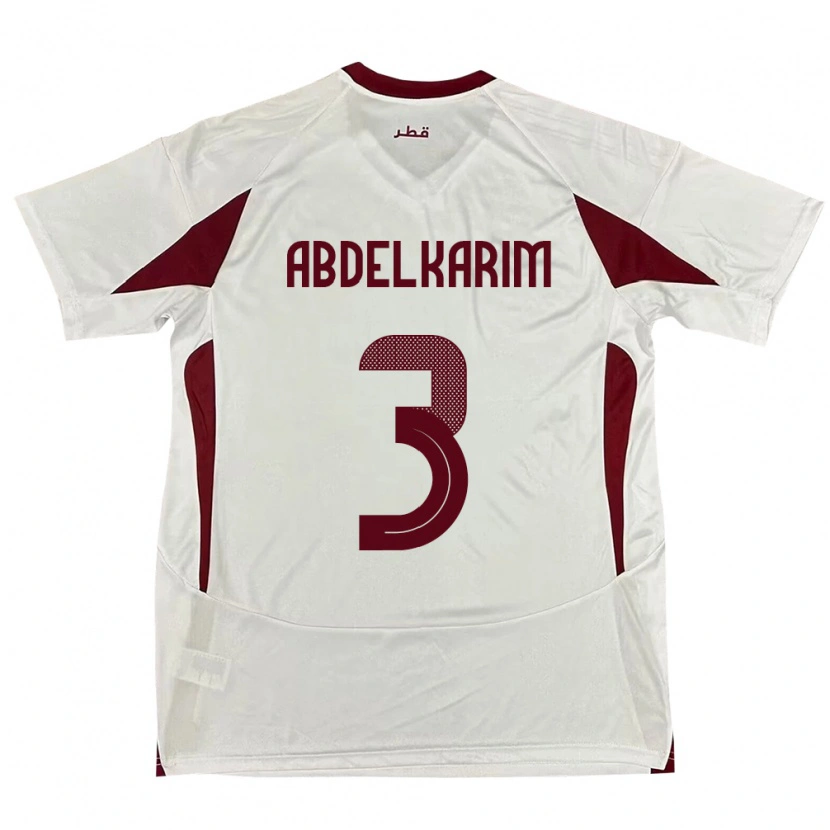 Danxen Mujer Camiseta Catar Abdelkarim Hassan #3 Blanco 2ª Equipación 24-26 La Camisa