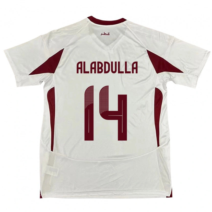 Danxen Mujer Camiseta Catar Moudhi Alabdulla #14 Blanco 2ª Equipación 24-26 La Camisa