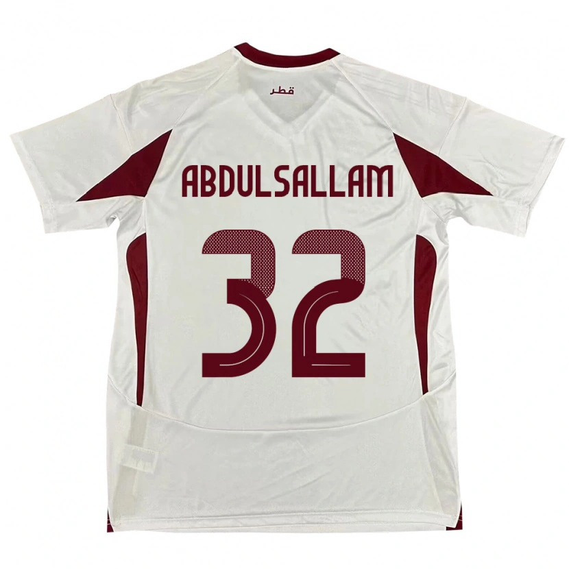 Danxen Mujer Camiseta Catar Jassem Gaber Abdulsallam #32 Blanco 2ª Equipación 24-26 La Camisa