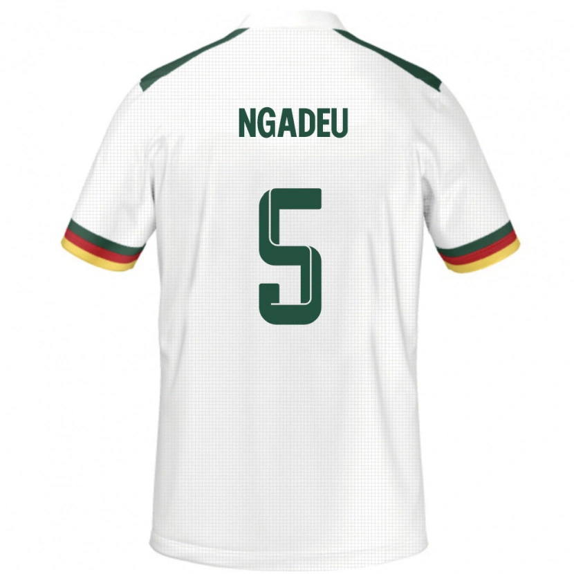Danxen Mujer Camiseta Camerún Michael Ngadeu #5 Blanco 2ª Equipación 24-26 La Camisa