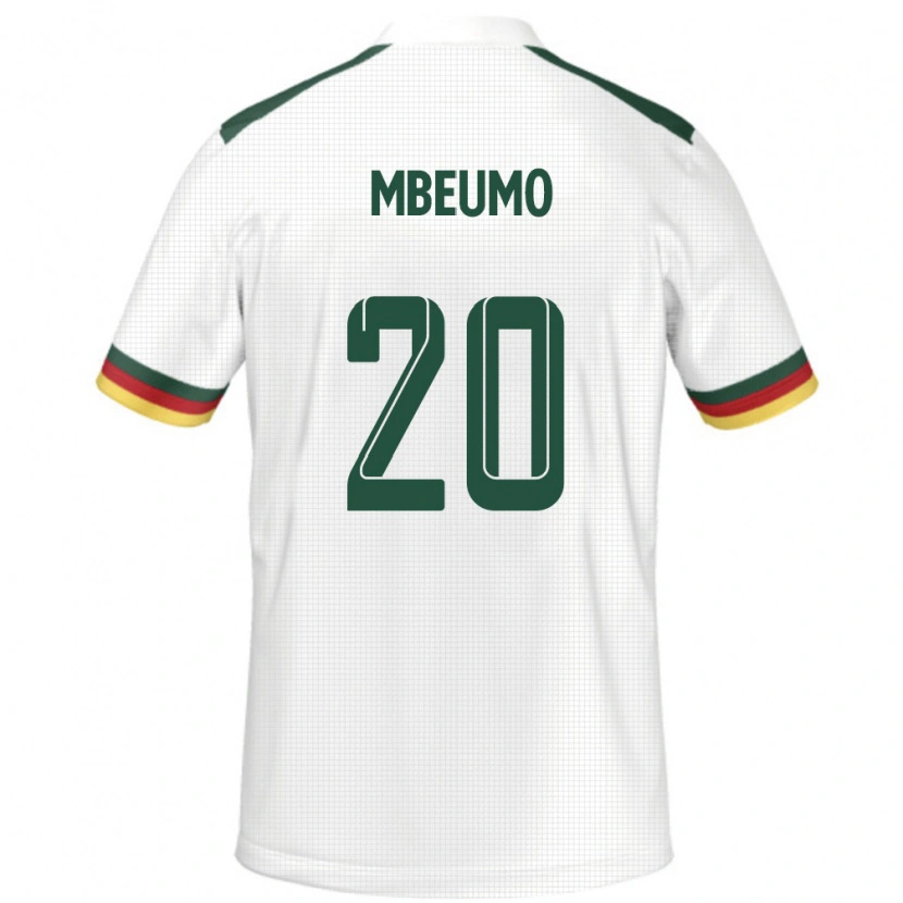 Danxen Mujer Camiseta Camerún Bryan Mbeumo #20 Blanco 2ª Equipación 24-26 La Camisa