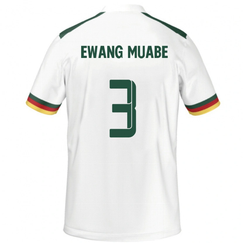 Danxen Mujer Camiseta Camerún Ebong Ewang Muabe #3 Blanco 2ª Equipación 24-26 La Camisa