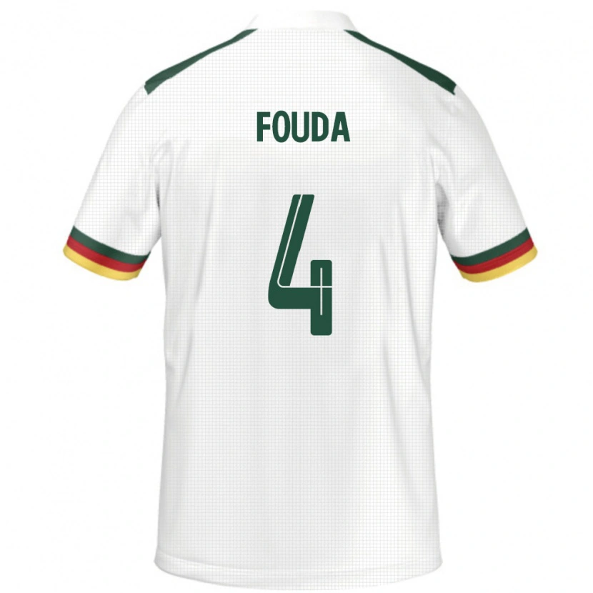 Danxen Mujer Camiseta Camerún Junior Fouda #4 Blanco 2ª Equipación 24-26 La Camisa