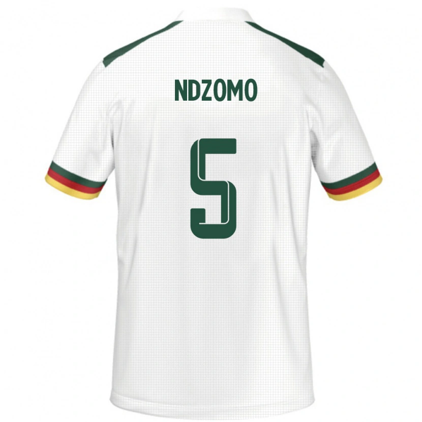 Danxen Mujer Camiseta Camerún Barnabe Ndzomo #5 Blanco 2ª Equipación 24-26 La Camisa