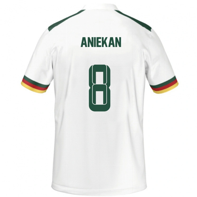 Danxen Mujer Camiseta Camerún Stephan Aniekan #8 Blanco 2ª Equipación 24-26 La Camisa