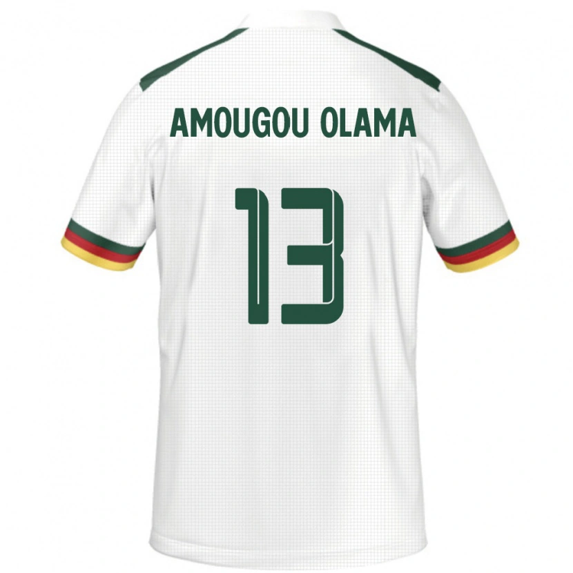 Danxen Mujer Camiseta Camerún Maurel Amougou Olama #13 Blanco 2ª Equipación 24-26 La Camisa