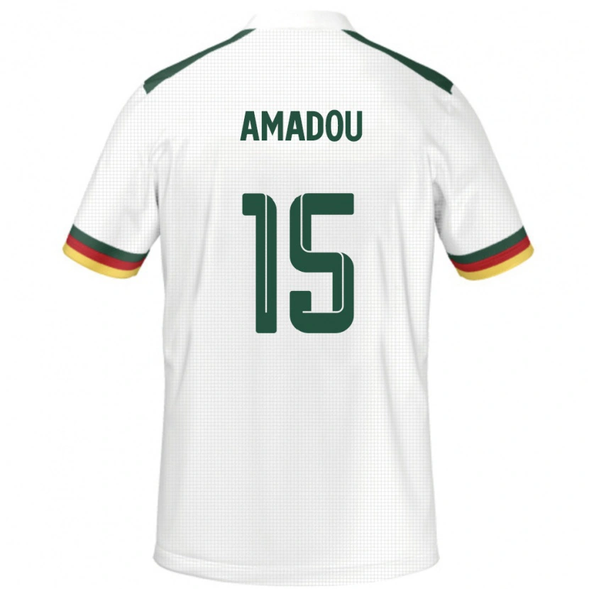Danxen Mujer Camiseta Camerún Daouda Amadou #15 Blanco 2ª Equipación 24-26 La Camisa