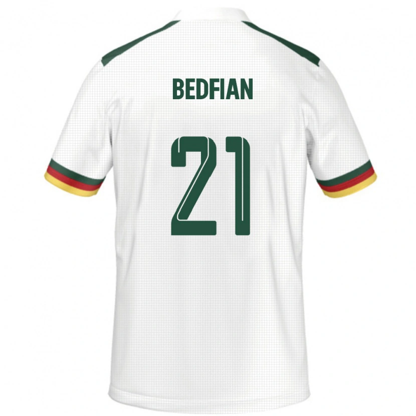 Danxen Mujer Camiseta Camerún Wilfried Bedfian #21 Blanco 2ª Equipación 24-26 La Camisa