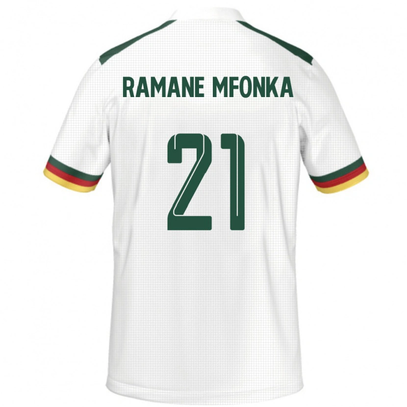 Danxen Mujer Camiseta Camerún Abdel Ramane Mfonka #21 Blanco 2ª Equipación 24-26 La Camisa