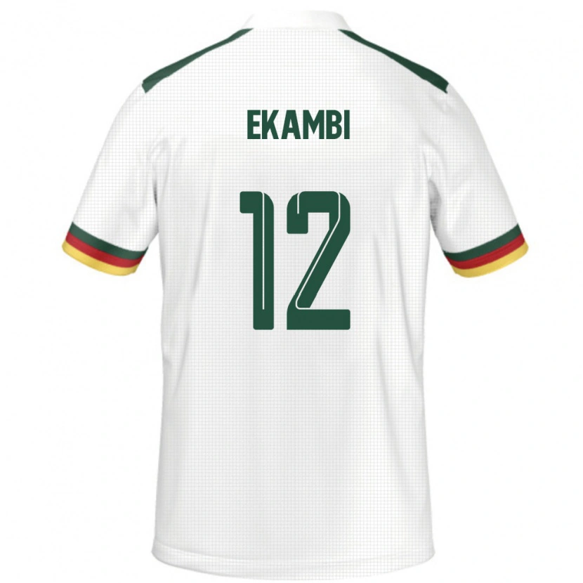 Danxen Mujer Camiseta Camerún Karl Toko Ekambi #12 Blanco 2ª Equipación 24-26 La Camisa