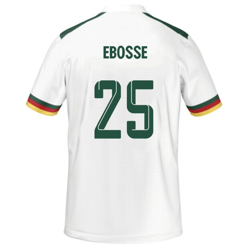 Danxen Mujer Camiseta Camerún Enzo Ebosse #25 Blanco 2ª Equipación 24-26 La Camisa