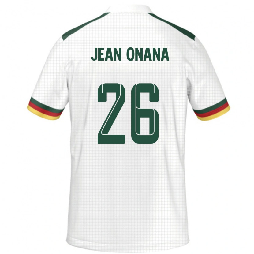 Danxen Mujer Camiseta Camerún Jean Onana #26 Blanco 2ª Equipación 24-26 La Camisa