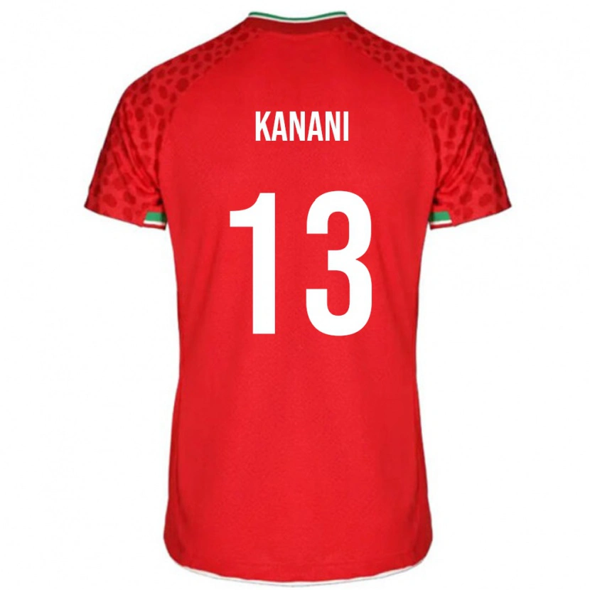 Danxen Mujer Camiseta Irán Hossein Kanani #13 Rojo 2ª Equipación 24-26 La Camisa