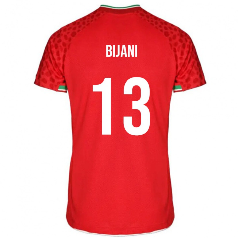 Danxen Mujer Camiseta Irán Hossein Bijani #13 Rojo 2ª Equipación 24-26 La Camisa