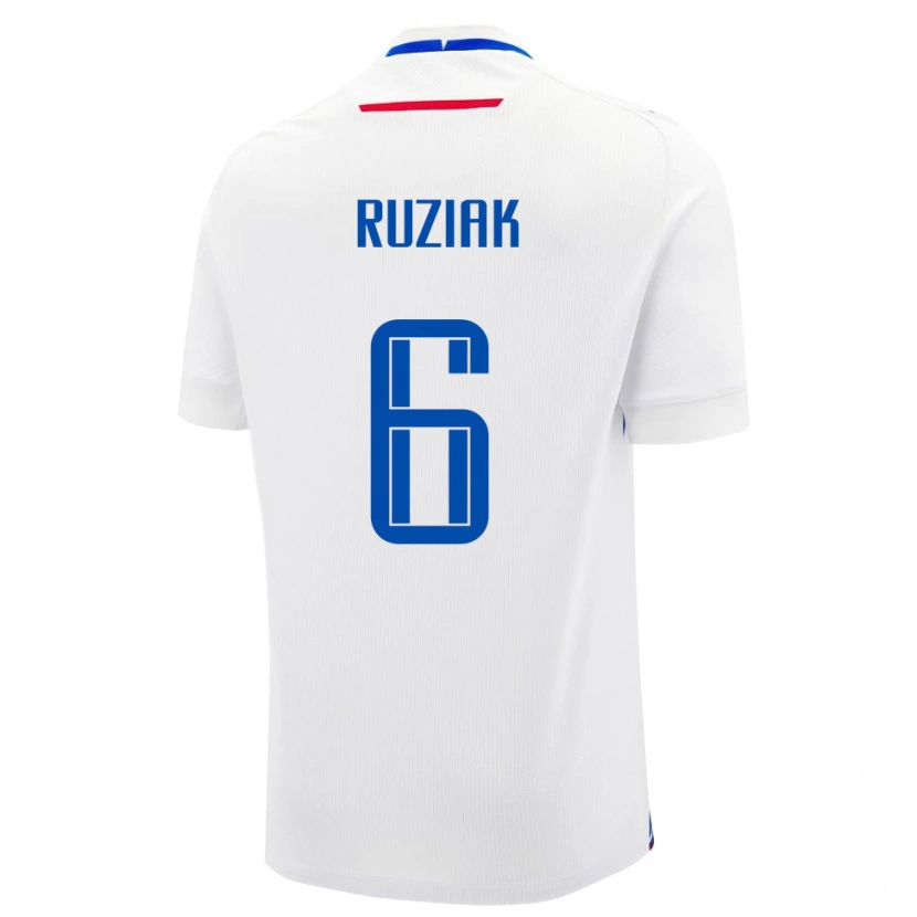 Danxen Mujer Camiseta Eslovaquia Miroslav Ruziak #6 Blanco 2ª Equipación 24-26 La Camisa