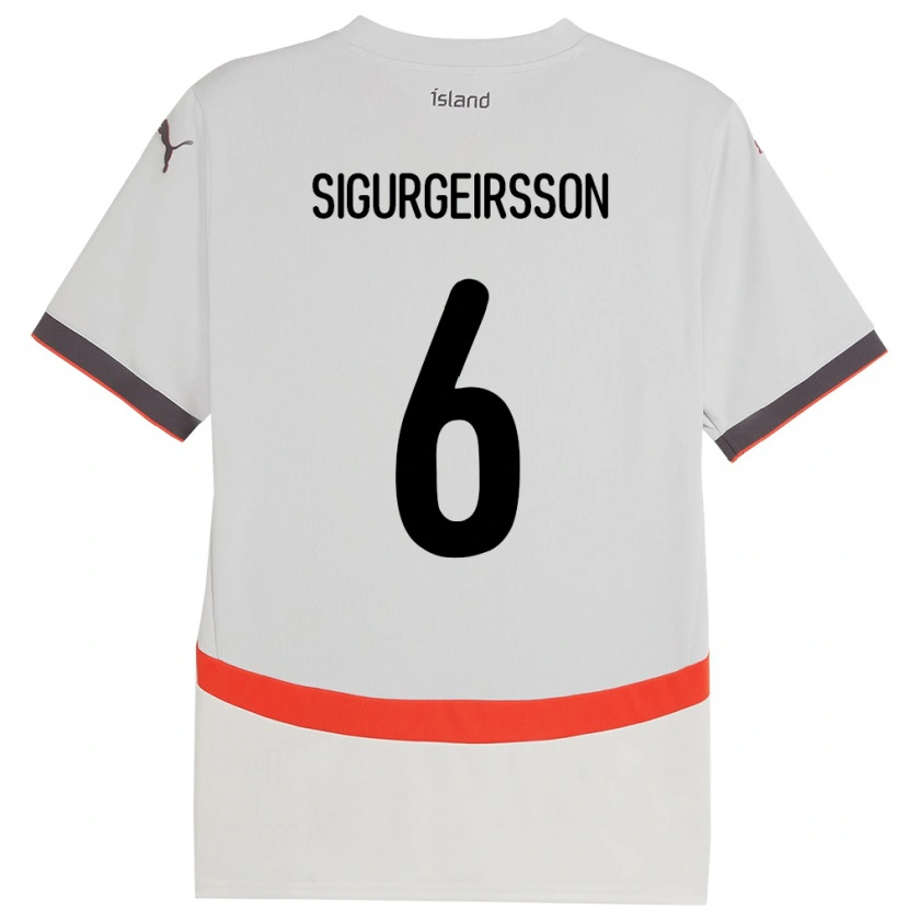 Danxen Mujer Camiseta Islandia Rúnar Thór Sigurgeirsson #6 Blanco 2ª Equipación 24-26 La Camisa