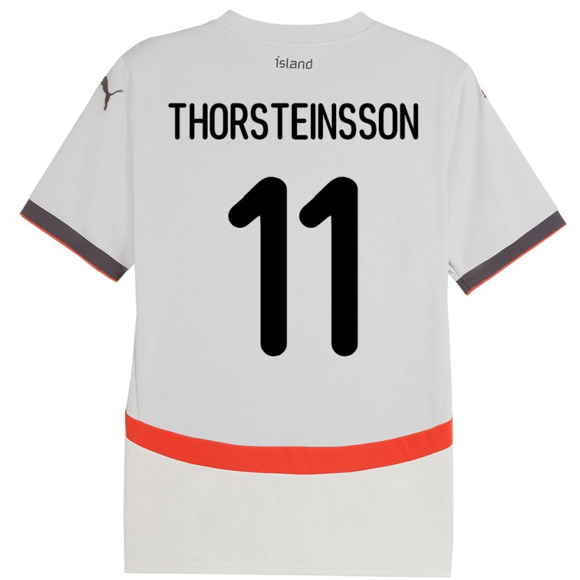Danxen Mujer Camiseta Islandia Jón Dagur Thorsteinsson #11 Blanco 2ª Equipación 24-26 La Camisa