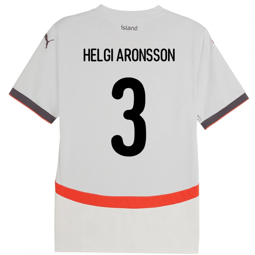 Danxen Mujer Camiseta Islandia Davíd Helgi Aronsson #3 Blanco 2ª Equipación 24-26 La Camisa