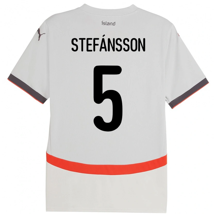 Danxen Mujer Camiseta Islandia Sölvi Stefánsson #5 Blanco 2ª Equipación 24-26 La Camisa