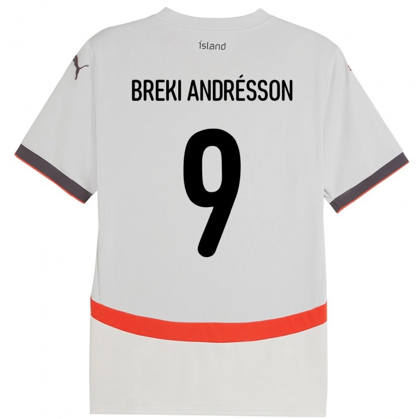 Danxen Mujer Camiseta Islandia Benoný Breki Andrésson #9 Blanco 2ª Equipación 24-26 La Camisa