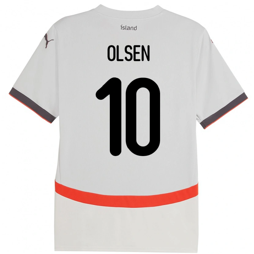 Danxen Mujer Camiseta Islandia Gunnar Olsen #10 Blanco 2ª Equipación 24-26 La Camisa