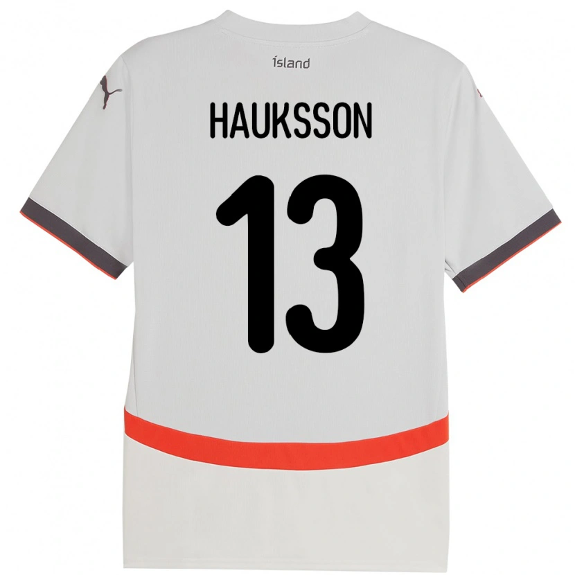 Danxen Mujer Camiseta Islandia Bjarki Hauksson #13 Blanco 2ª Equipación 24-26 La Camisa