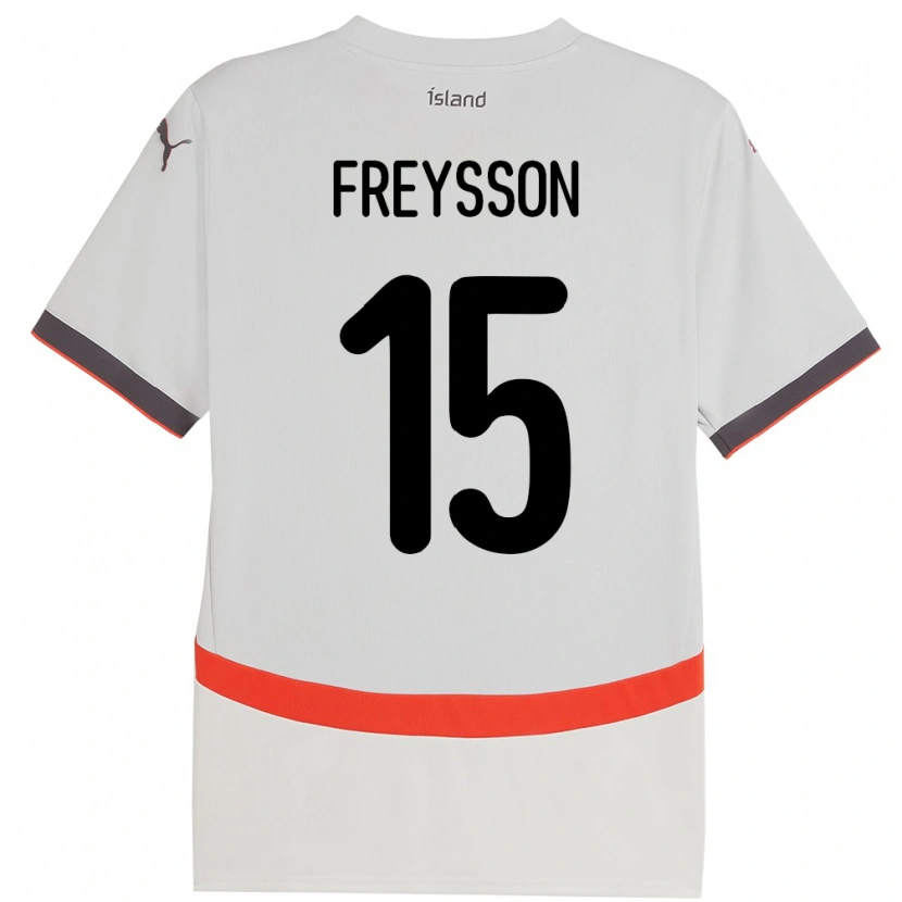 Danxen Mujer Camiseta Islandia Fjölnir Freysson #15 Blanco 2ª Equipación 24-26 La Camisa