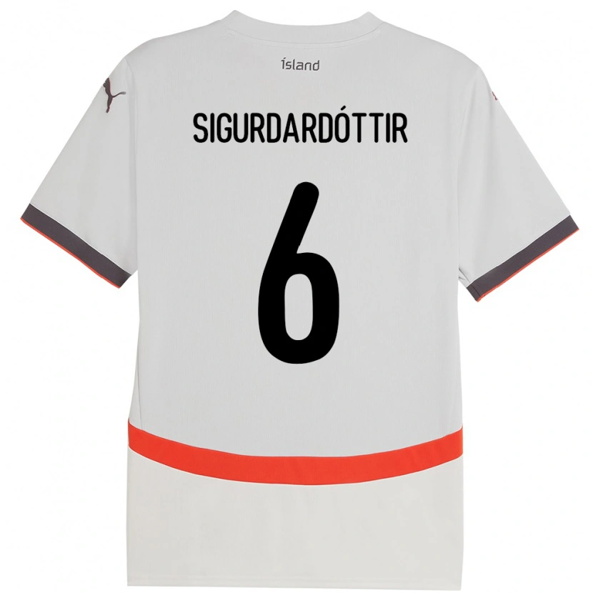 Danxen Mujer Camiseta Islandia Ingibjörg Sigurðardóttir #6 Blanco 2ª Equipación 24-26 La Camisa