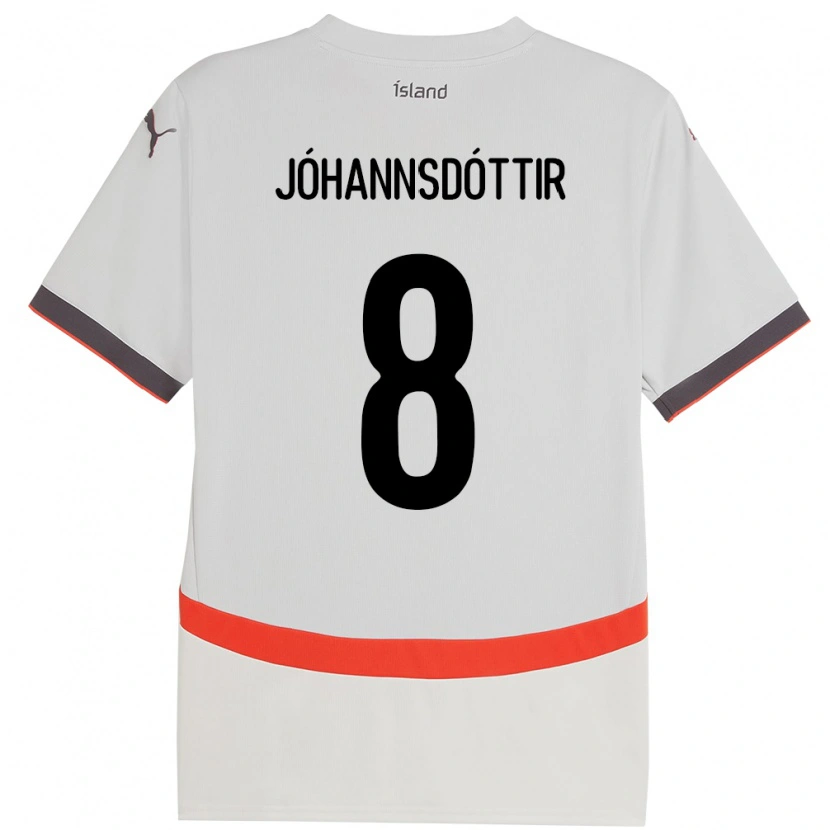 Danxen Mujer Camiseta Islandia Alexandra Jóhannsdóttir #8 Blanco 2ª Equipación 24-26 La Camisa