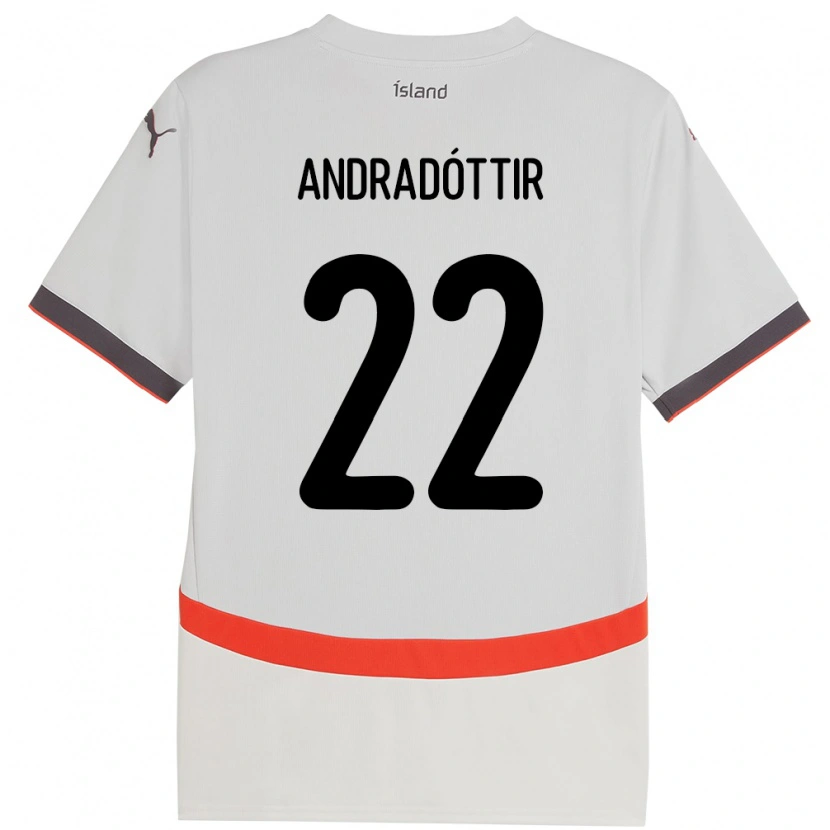 Danxen Mujer Camiseta Islandia Amanda Andradóttir #22 Blanco 2ª Equipación 24-26 La Camisa