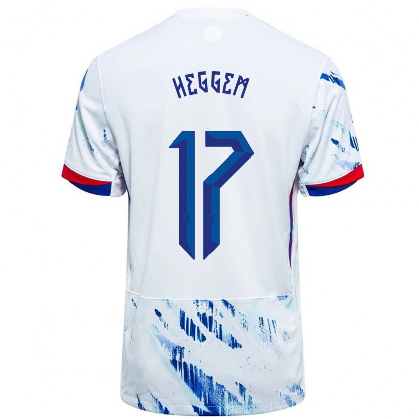 Danxen Mujer Camiseta Noruega Torbjørn Heggem #17 Blanco Azul 2ª Equipación 24-26 La Camisa
