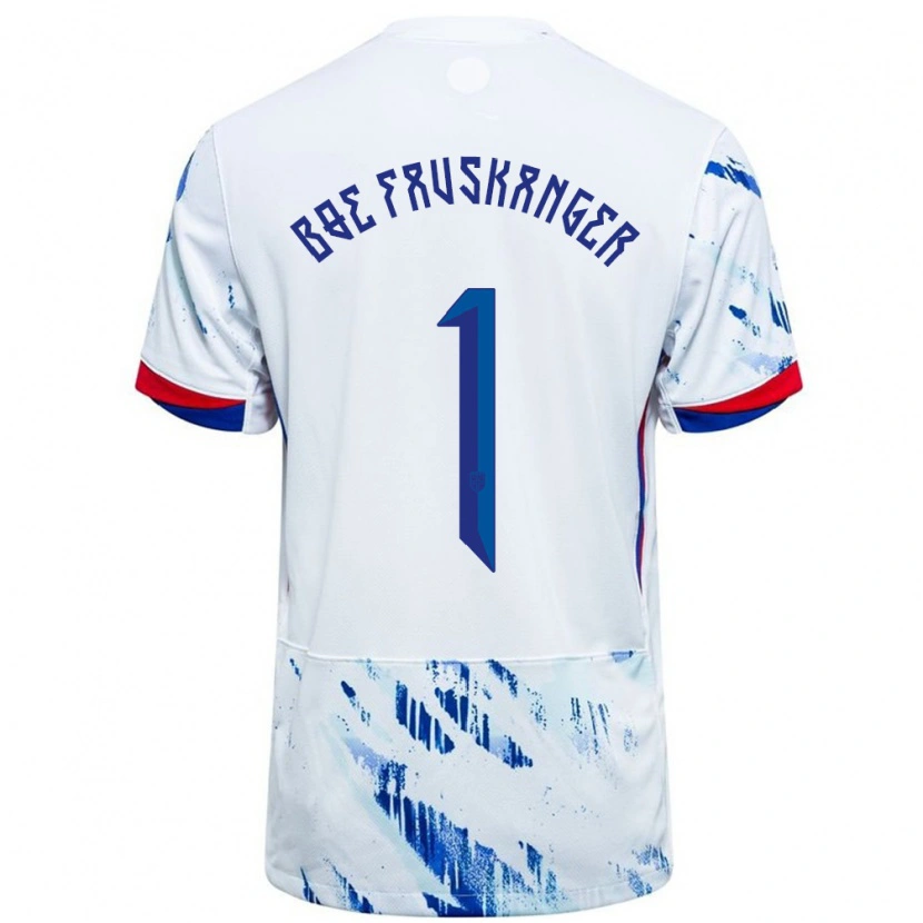 Danxen Mujer Camiseta Noruega Einar Bøe Fauskanger #1 Blanco Azul 2ª Equipación 24-26 La Camisa