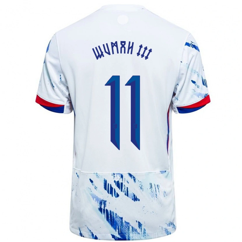 Danxen Mujer Camiseta Noruega Edward Wumah Iii #11 Blanco Azul 2ª Equipación 24-26 La Camisa