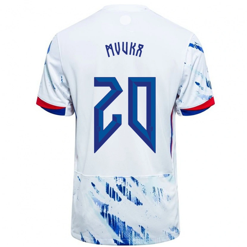 Danxen Mujer Camiseta Noruega Joel Mvuka #20 Blanco Azul 2ª Equipación 24-26 La Camisa