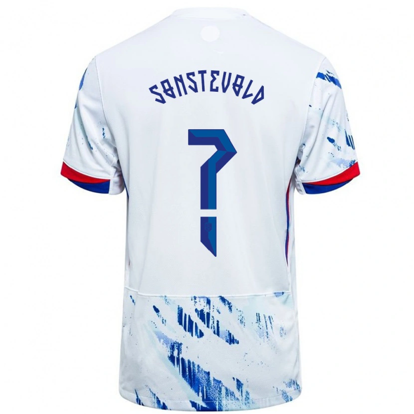 Danxen Mujer Camiseta Noruega Anja Sønstevold #0 Blanco Azul 2ª Equipación 24-26 La Camisa