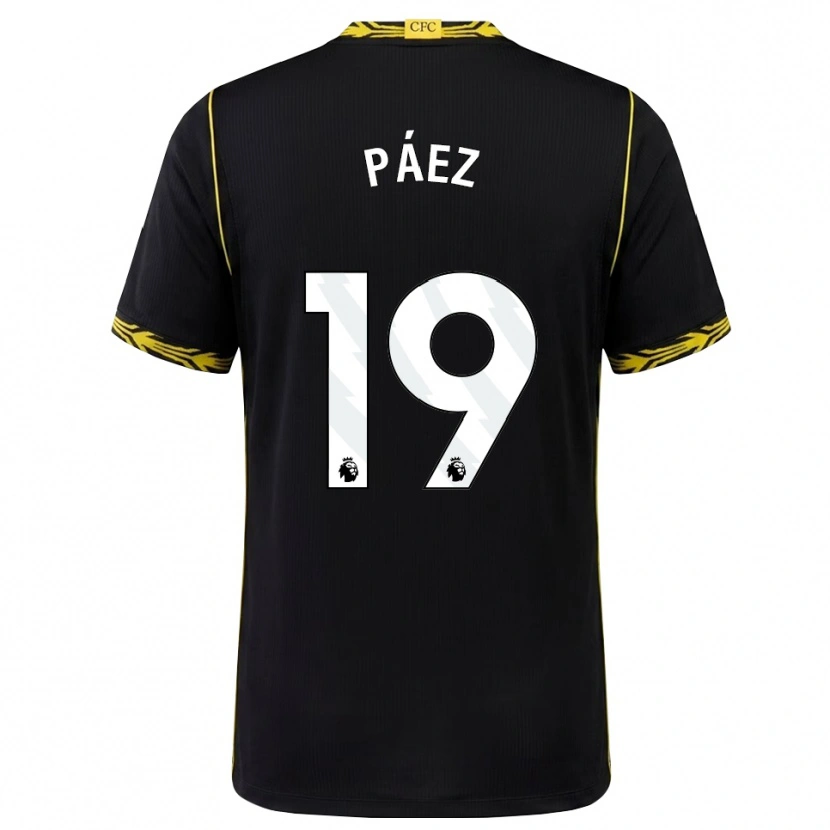 Danxen Mujer Camiseta Kendry Páez #19 Negro Amarillo 2ª Equipación 2026/27 La Camisa