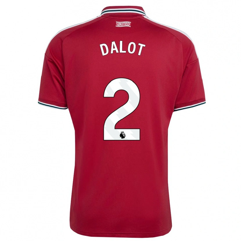 Danxen Mujer Camiseta Diogo Dalot #2 Rojo Amarillo Blanco 1ª Equipación 2026/27 La Camisa