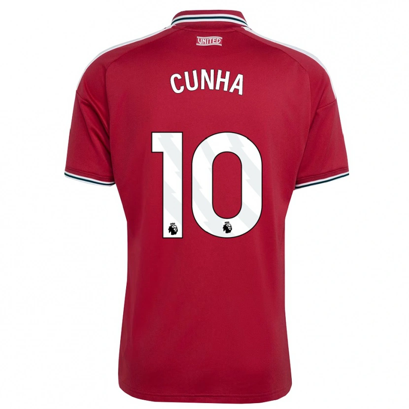 Danxen Mujer Camiseta Matheus Cunha #10 Rojo Amarillo Blanco 1ª Equipación 2026/27 La Camisa