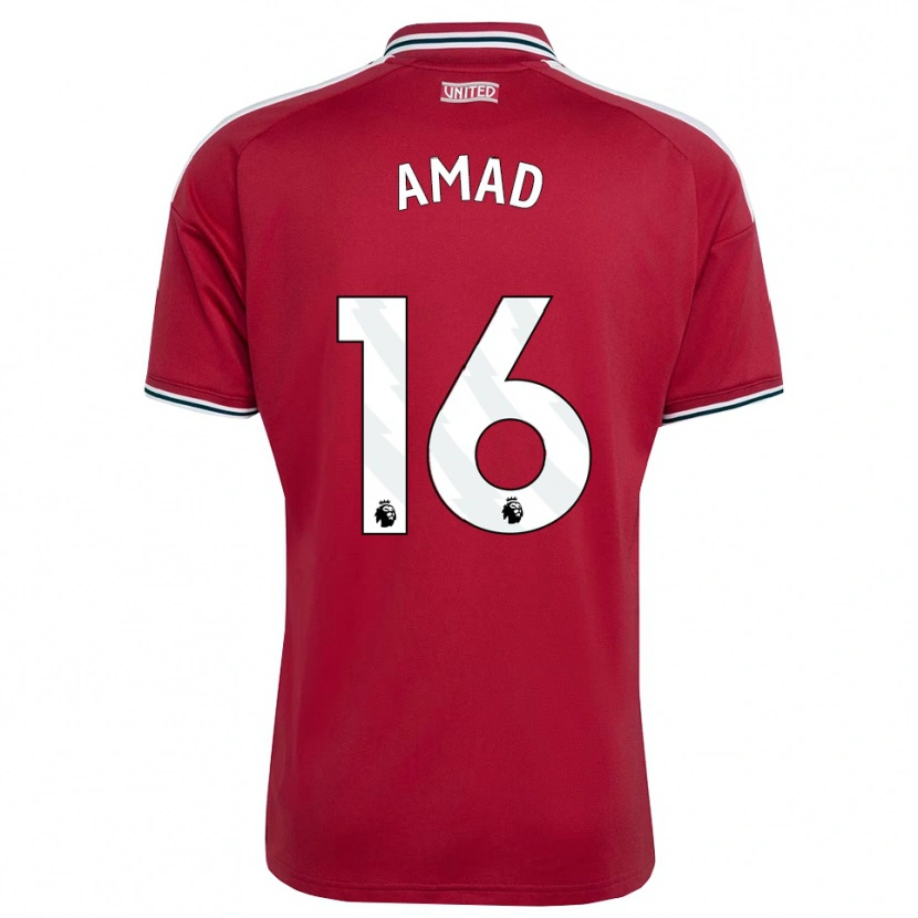 Danxen Mujer Camiseta Amad Diallo #16 Rojo Amarillo Blanco 1ª Equipación 2026/27 La Camisa