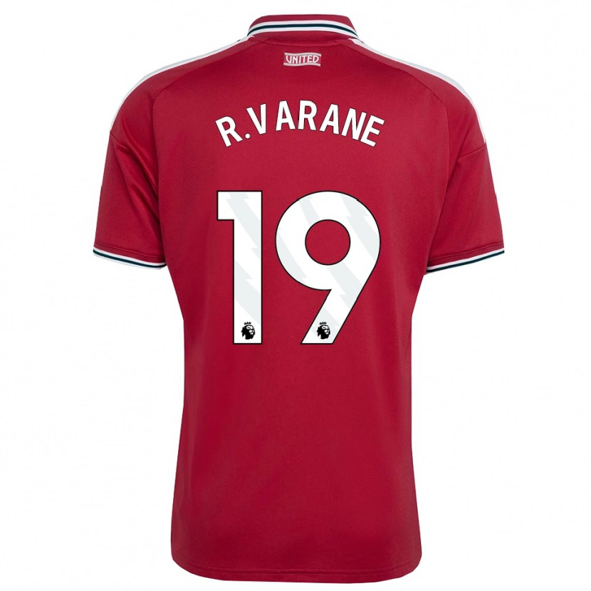 Danxen Mujer Camiseta Raphael Varane #19 Rojo Amarillo Blanco 1ª Equipación 2026/27 La Camisa