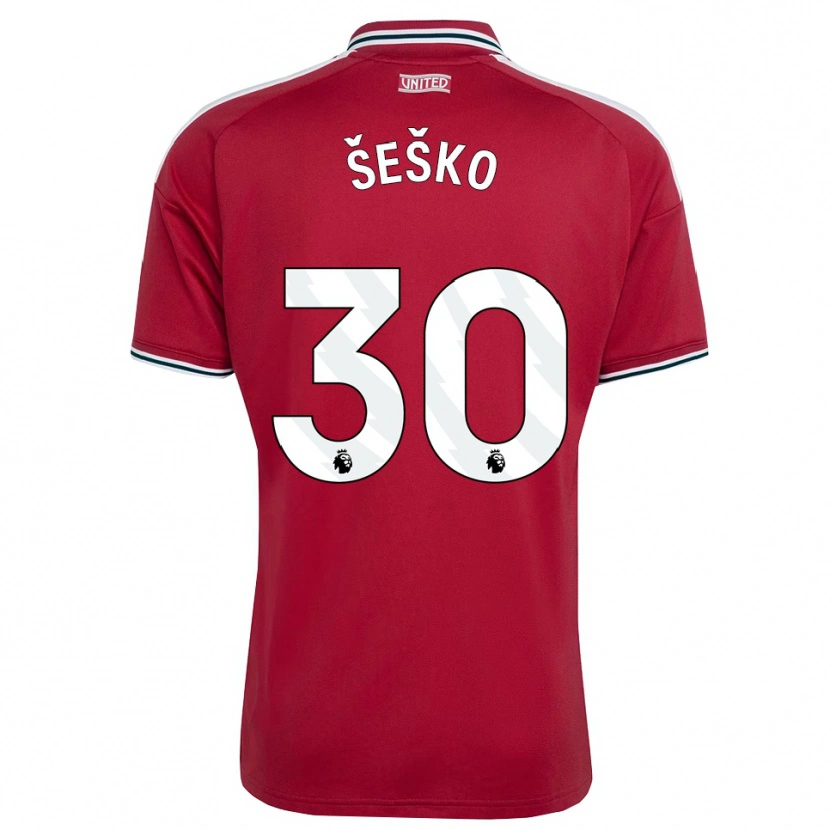 Danxen Mujer Camiseta Benjamin Sesko #30 Rojo Amarillo Blanco 1ª Equipación 2026/27 La Camisa