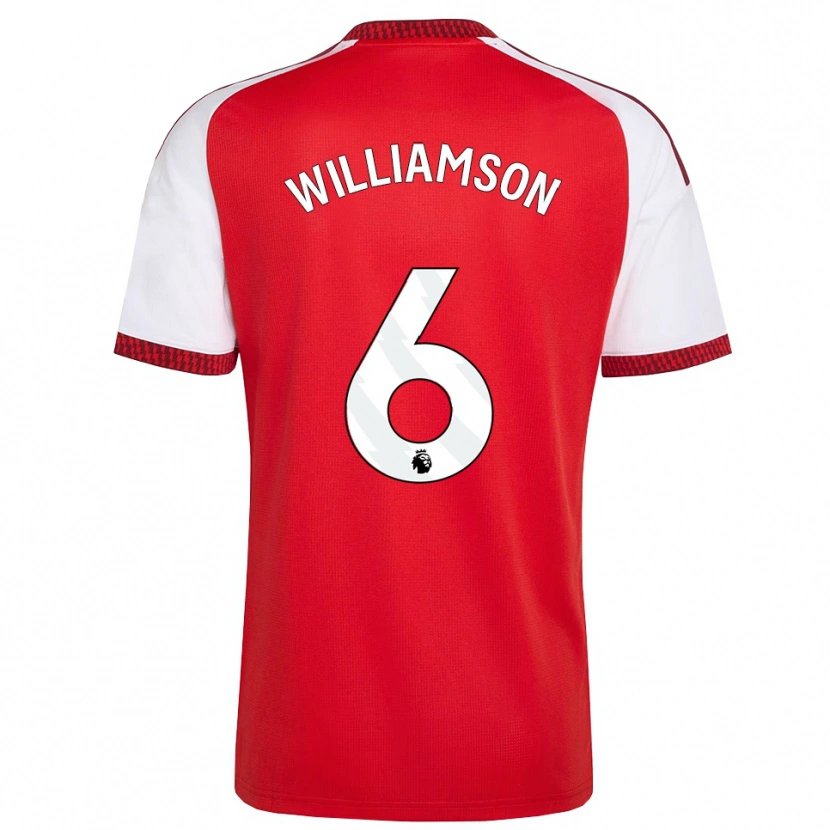 Danxen Mujer Camiseta Leah Williamson #6 Rojo Blanco Negro 1ª Equipación 2026/27 La Camisa