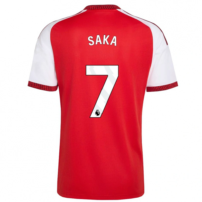 Danxen Mujer Camiseta Bukayo Saka #7 Rojo Blanco Negro 1ª Equipación 2026/27 La Camisa