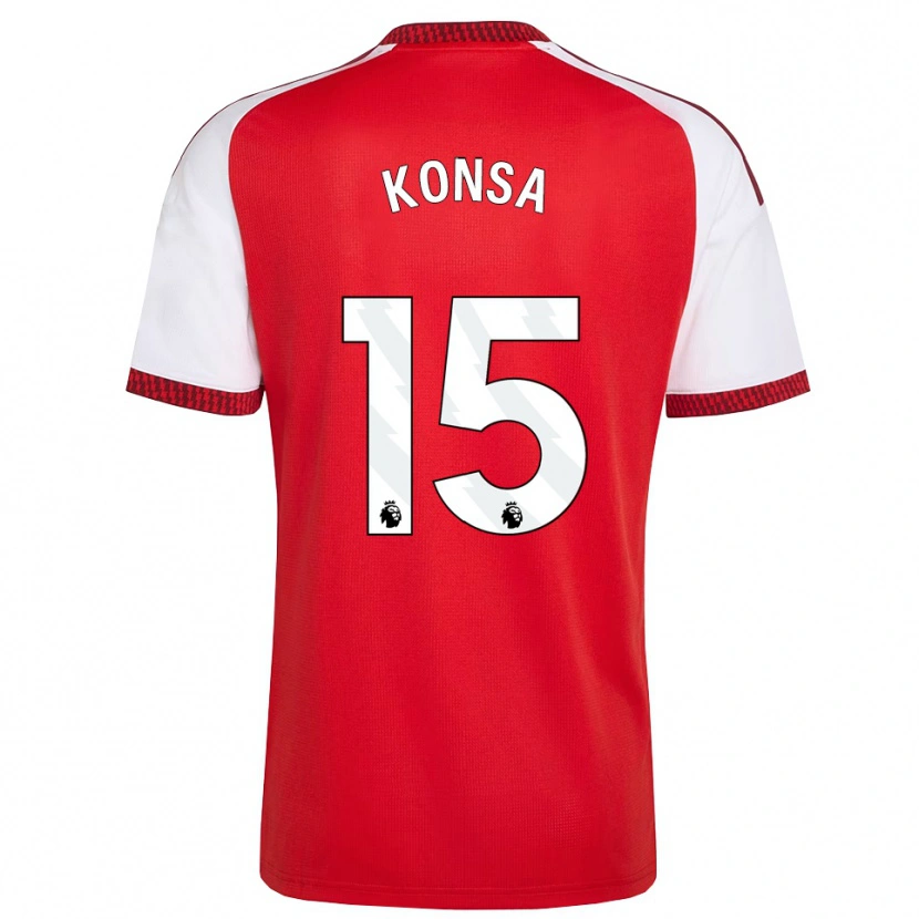 Danxen Mujer Camiseta Ezri Konsa #15 Rojo Blanco Negro 1ª Equipación 2026/27 La Camisa
