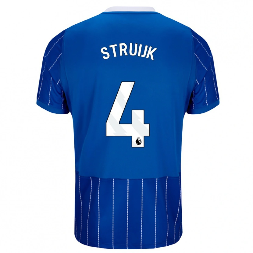 Danxen Mujer Camiseta Pascal Struijk #4 Azulmedio Blanco 1ª Equipación 2026/27 La Camisa