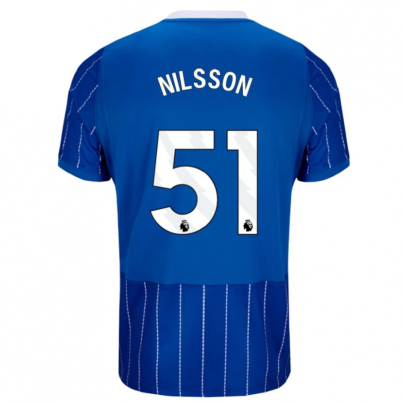 Danxen Mujer Camiseta Casper Nilsson #51 Azulmedio Blanco 1ª Equipación 2026/27 La Camisa